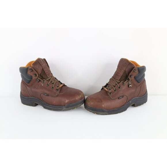 Vintage Timberland Pro Mens 7.5 W Distressed Steel Toe Waterproof Leather Boots